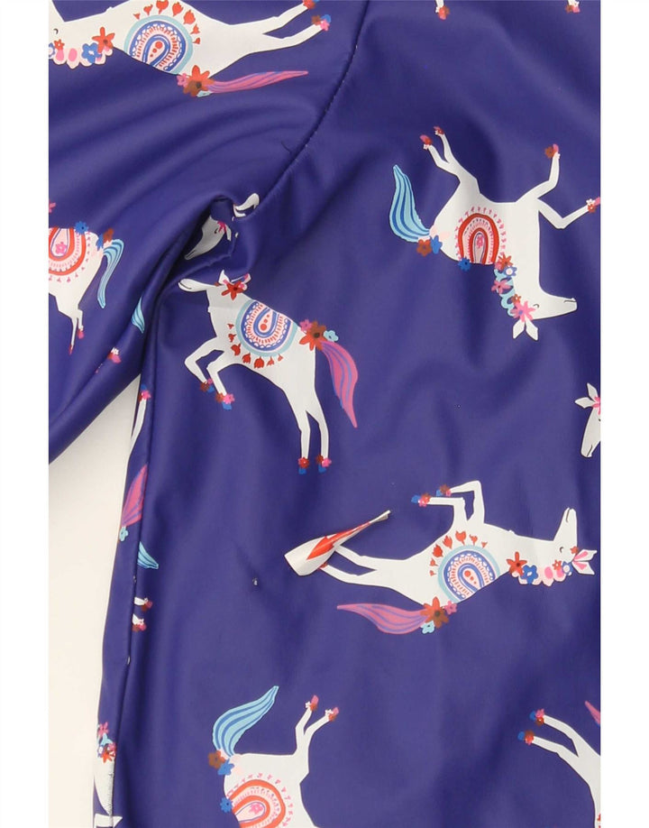 Joules Mädchen-Regenjacke mit abstraktem Muster, 7–8 Jahre, blauer Tierdruck