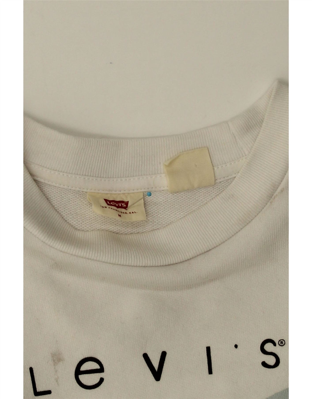 LEVI'S Womens Oversized Crop Graphic Sweatshirt Jumper UK 14 Medium White Vintage Levi's and Second-Hand Levi's from Messina Hembry 