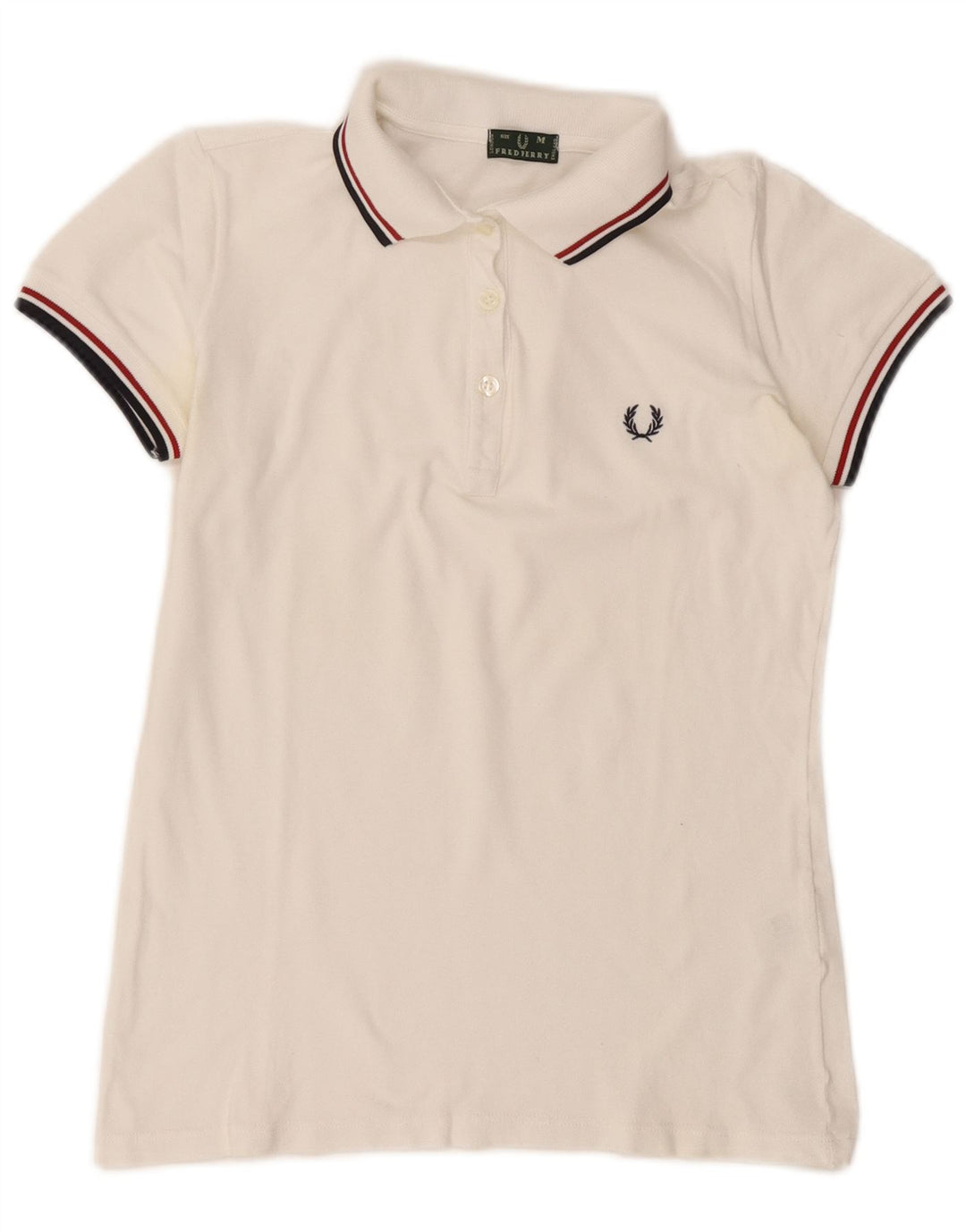 Fred Perry Damen Poloshirt UK 14 Mittelweiße Baumwolle