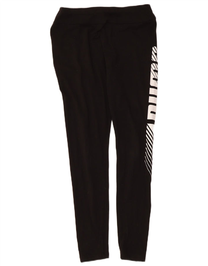 Puma Womens Graphic Leggings UK 12 Mittelschwarze Baumwolle