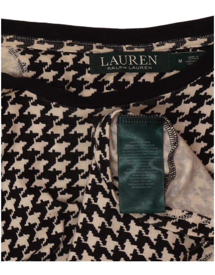Ralph Lauren Damen-Blusenoberteil UK 12 Mittelschwarze Hahnentritt-Baumwolle