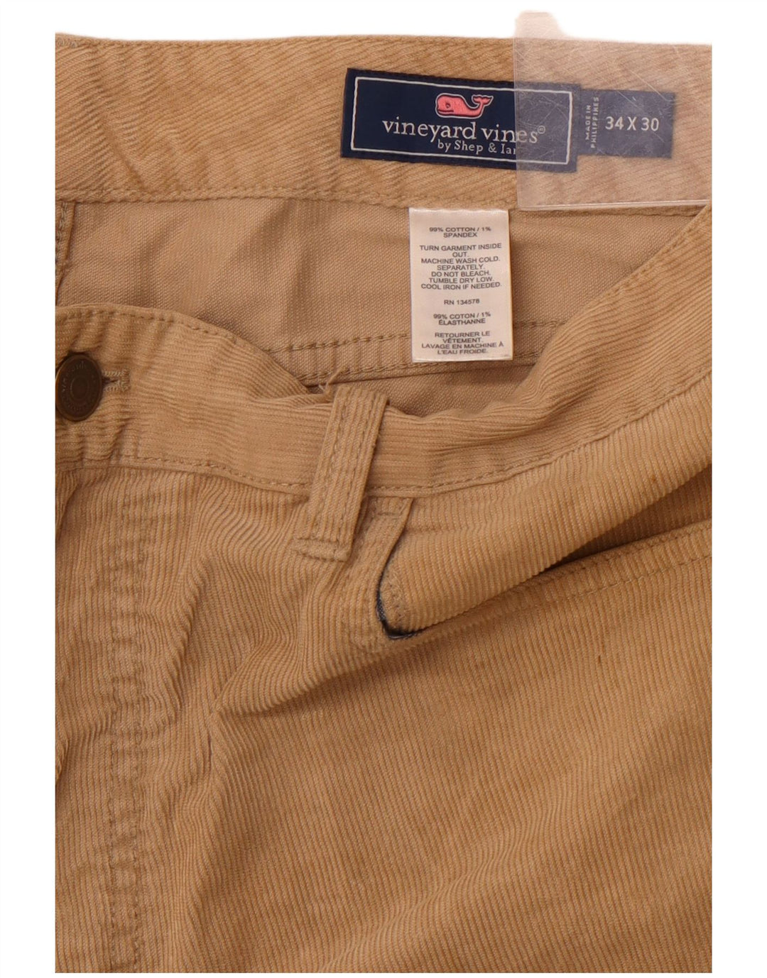 VINEYARD VINES Herren Cordhose W34 L30 Beige Baumwolle