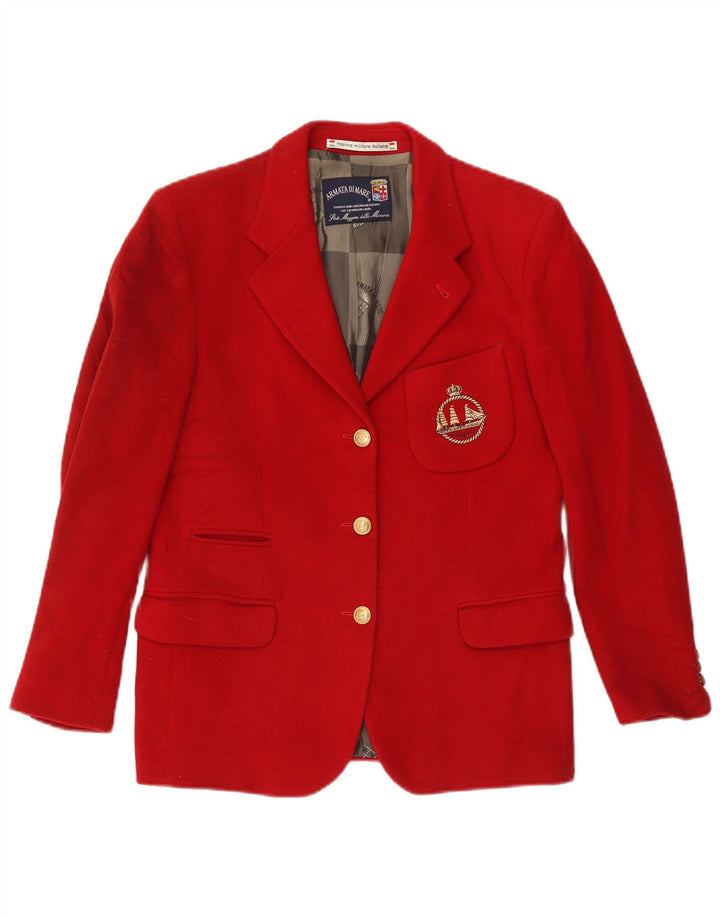 Armata Di Mare Damen 3-Knopf-Blazerjacke IT 42 Mittelrote Wolle