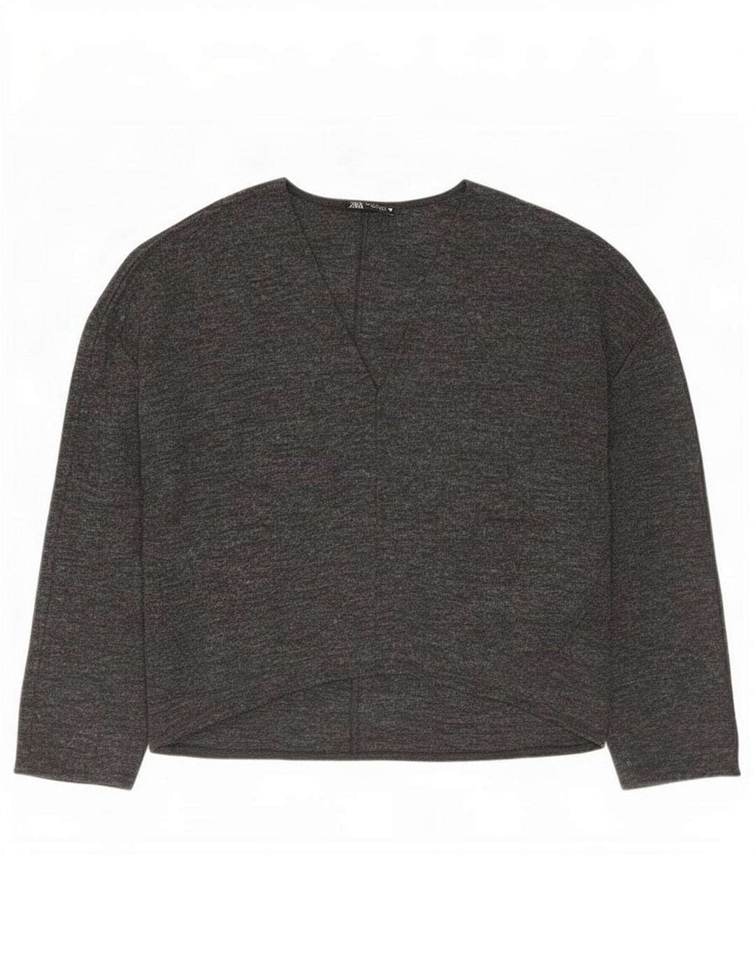 Übergroßes Blusenoberteil für Damen von Zara, UK 10, Größe S, grau geflecktes Polyester