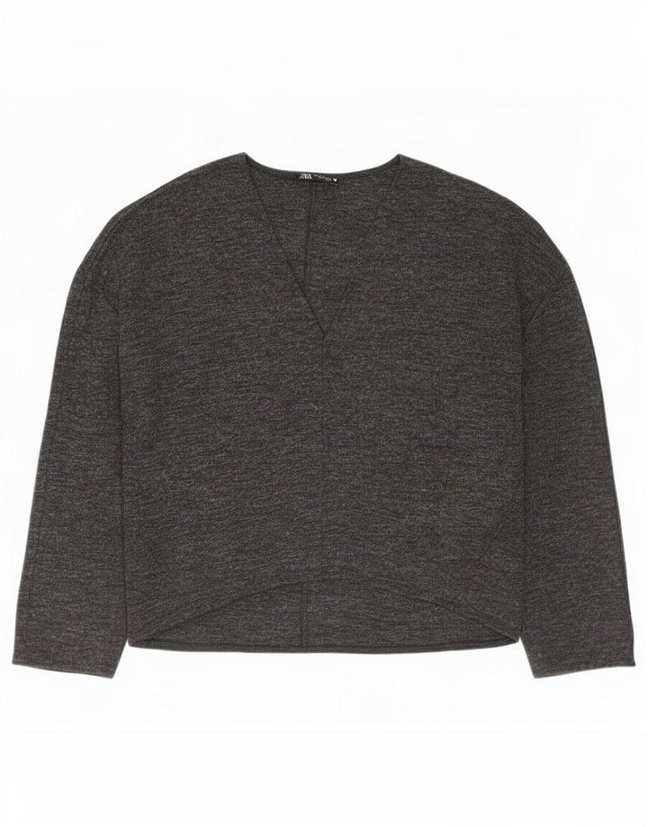 Übergroßes Blusenoberteil für Damen von Zara, UK 10, Größe S, grau geflecktes Polyester