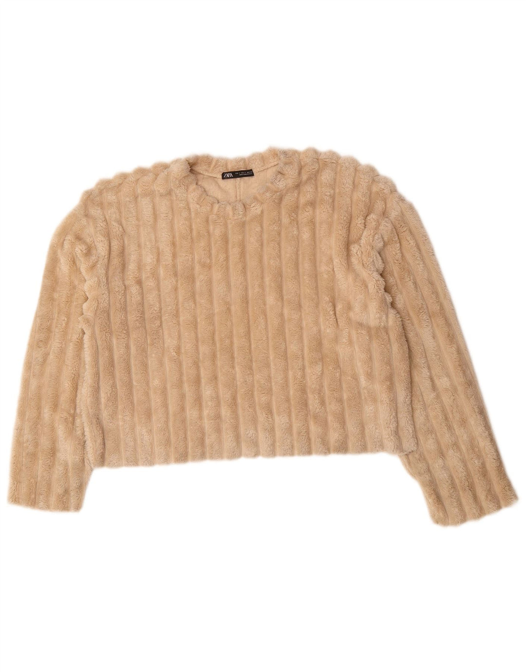 ZARA Damen Übergroßer Fleecepullover UK 10 Small Beige