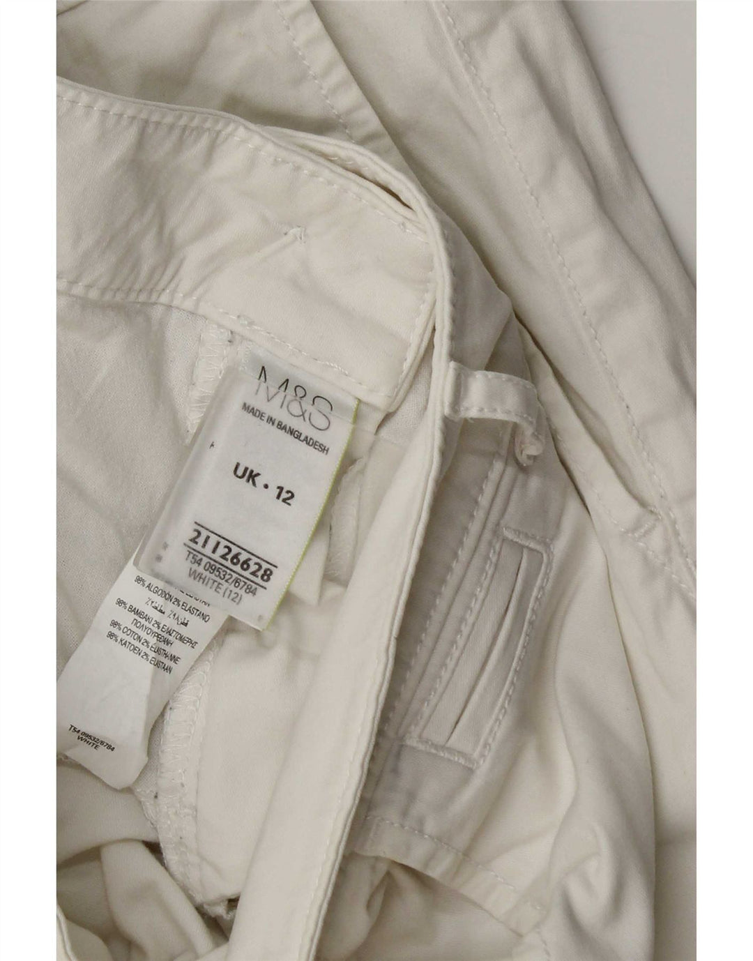 Marks & Spencer Slim Chino-Hose für Damen, UK 12, M, W32, L30, Weiß
