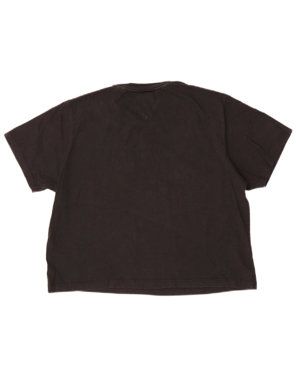 Tommy Hilfiger Damen Crop T-Shirt Top UK 16 Large Schwarz Baumwolle