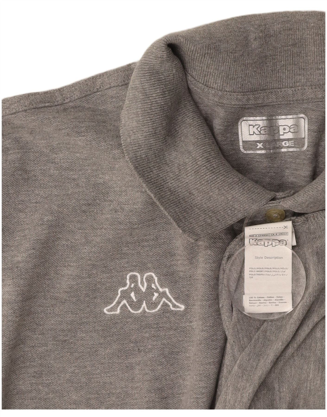 KAPPA Mens Polo Shirt XL Grey Cotton