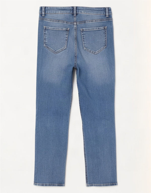White Stuff Damen Crop Straight Jeans UK 10 Small W28 L24 Blaue Baumwolle