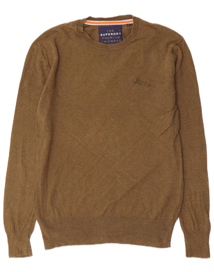 Superdry Herren-Pullover mit Rundhalsausschnitt, Größe S, Khaki, Baumwolle