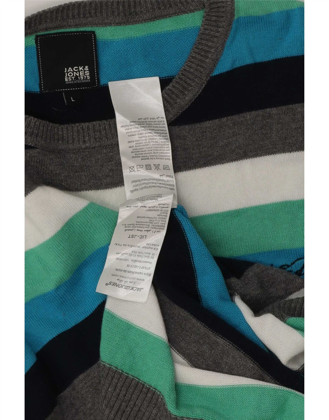 Jack & Jones Herren-Pullover mit Rundhalsausschnitt, groß, mehrfarbig, gestreift