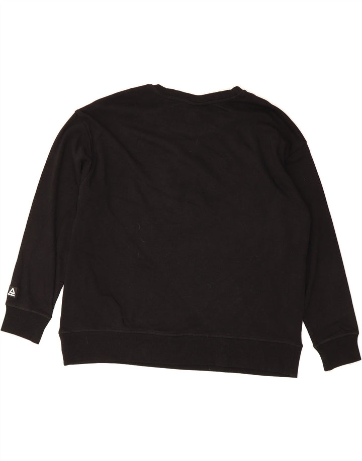 REEBOK Womens Graphic Oversized Sweatshirt Jumper UK 18 XL Black Vintage Reebok and Second-Hand Reebok from Messina Hembry 