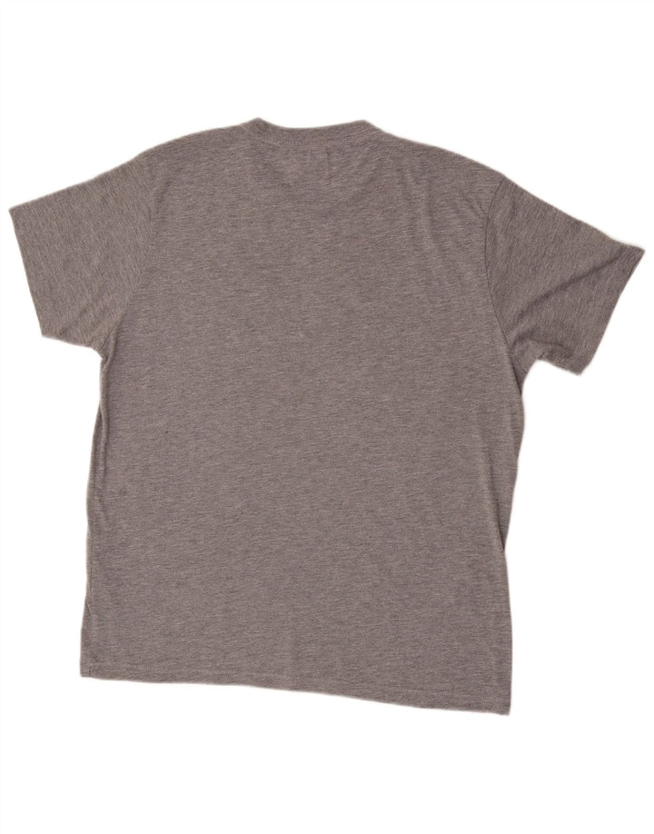 Bear Herren Grafik-T-Shirt-Oberteil XL Grau meliertes Polyester