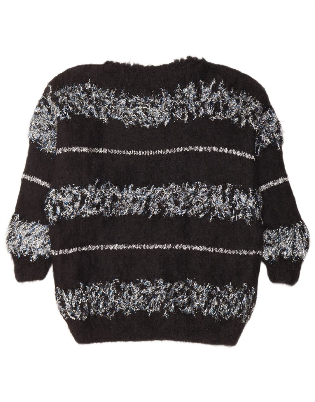 VINTAGE Damen Pullover mit U-Boot-Ausschnitt UK 18 XL Schwarz gestreift