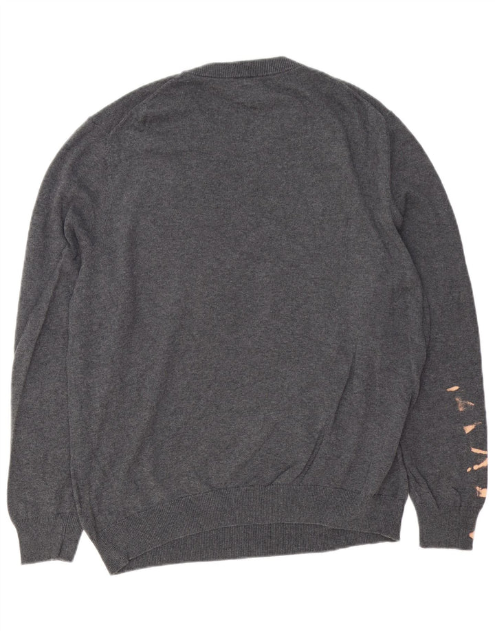 John Lewis Herren-Pullover mit Rundhalsausschnitt, groß, graue Baumwolle