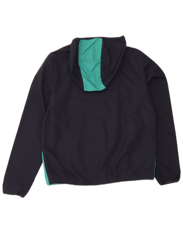 Lacoste Jungen-Regenjacke mit Kapuze, 15–16 Jahre, marineblaues Farbblock-Polyester