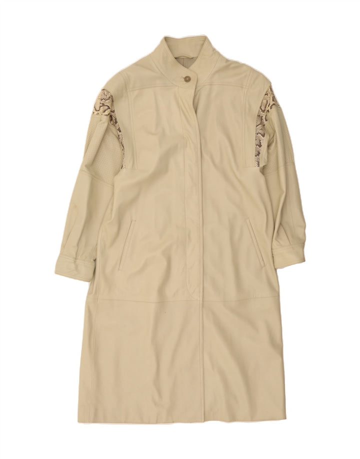 VINTAGE Damen Ledermantel UK 18 XL Beige