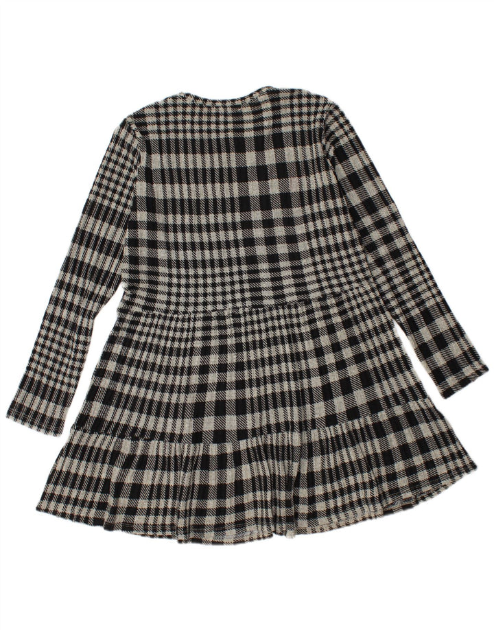 Zara Damen Strickkleid mit Stufen, UK 12, mittelgrau kariert