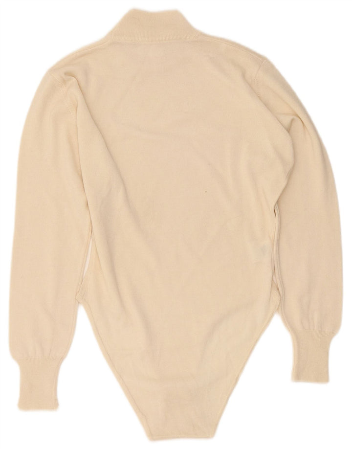 Vintage Damen Langarm-Body UK 14 Large Off White