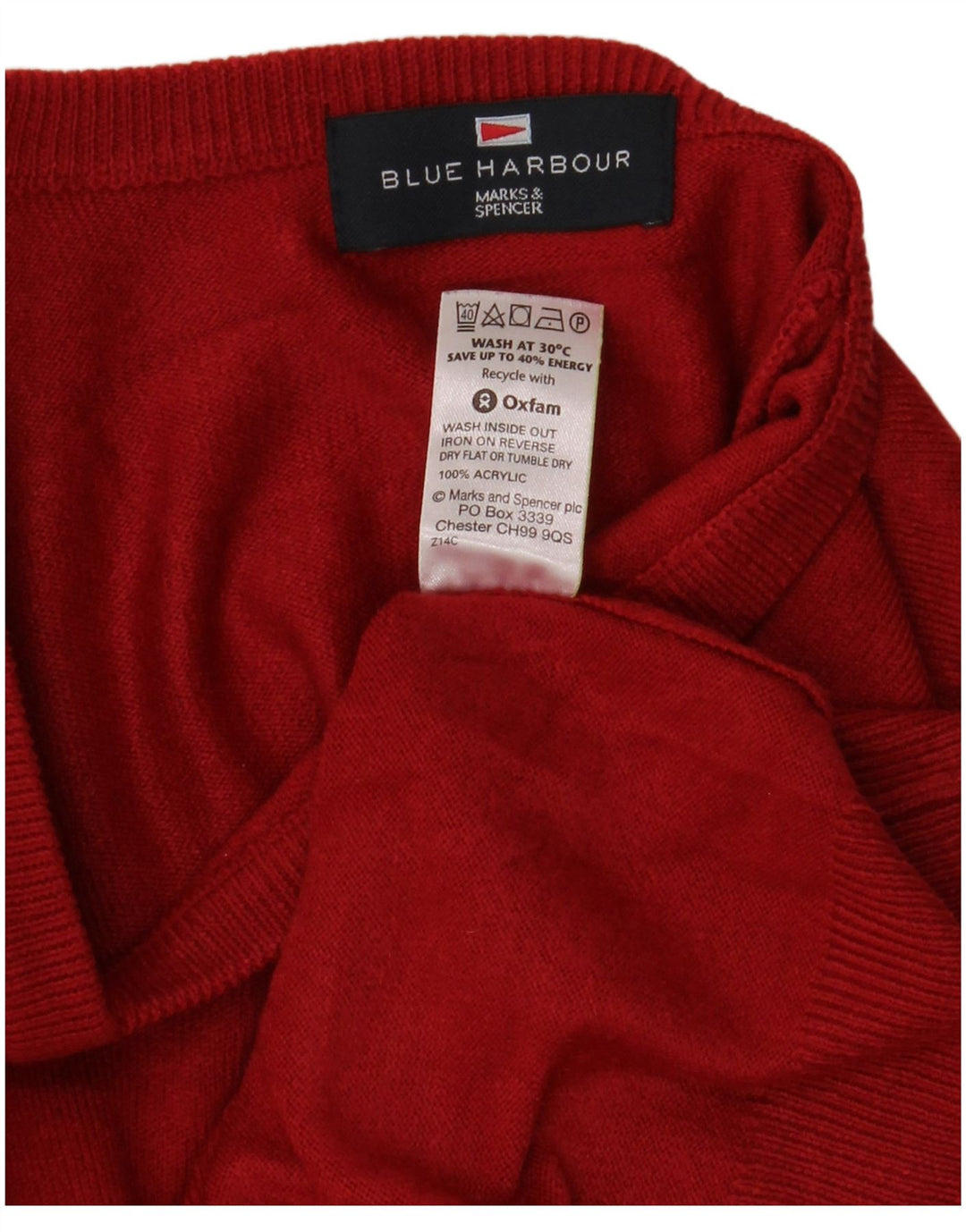 Marks & Spencer Herren Blue Harbor V-Ausschnitt Pullover Pullover Mittelrotes Acryl