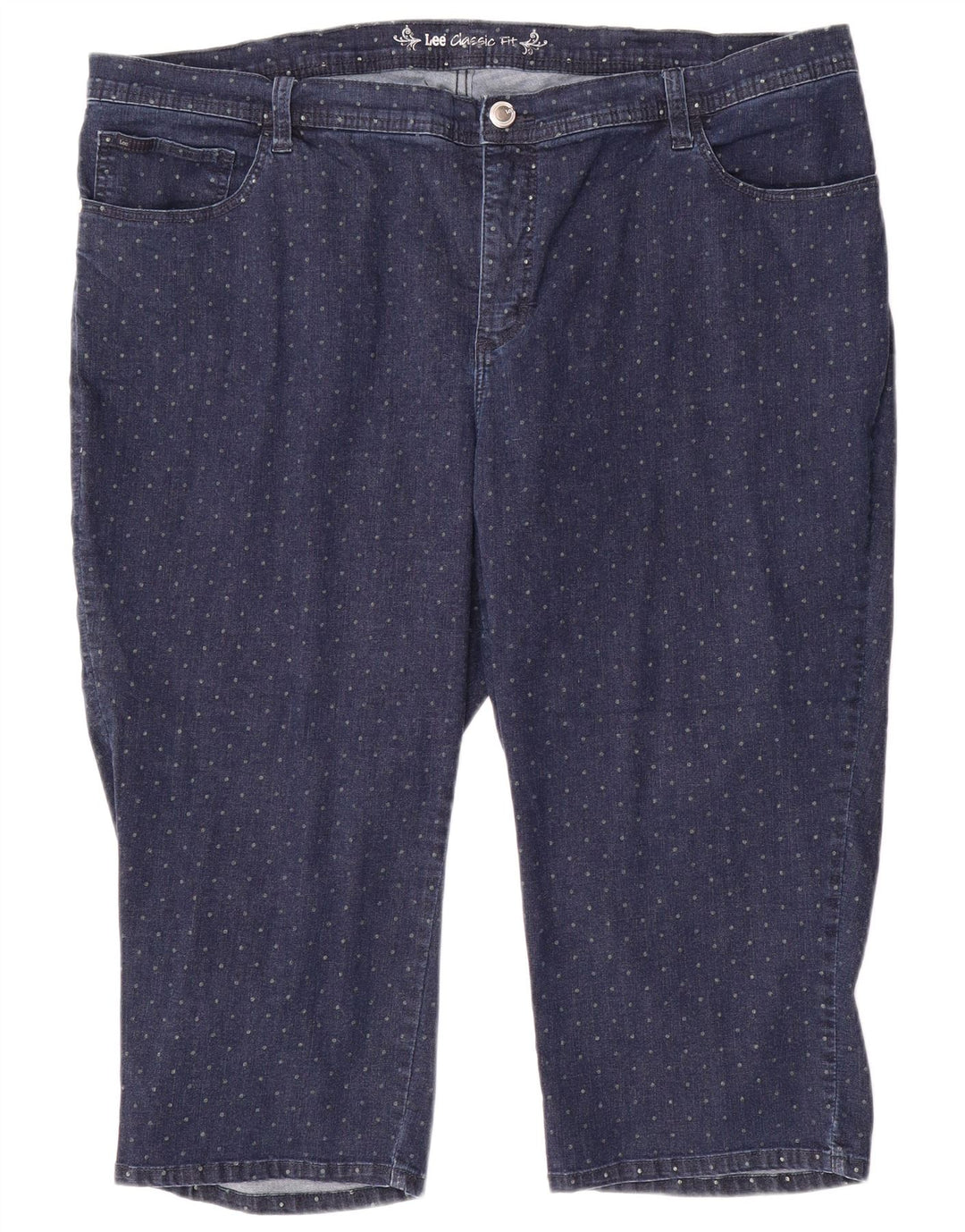 LEE Damen-Capri-Jeans mit klassischer Passform, US 24, 4XL, W48, L20, blau gepunktete Baumwolle