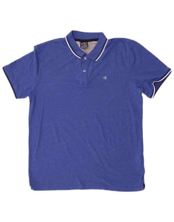 Champion Herren-Poloshirt XL, blau gestreift, Baumwolle