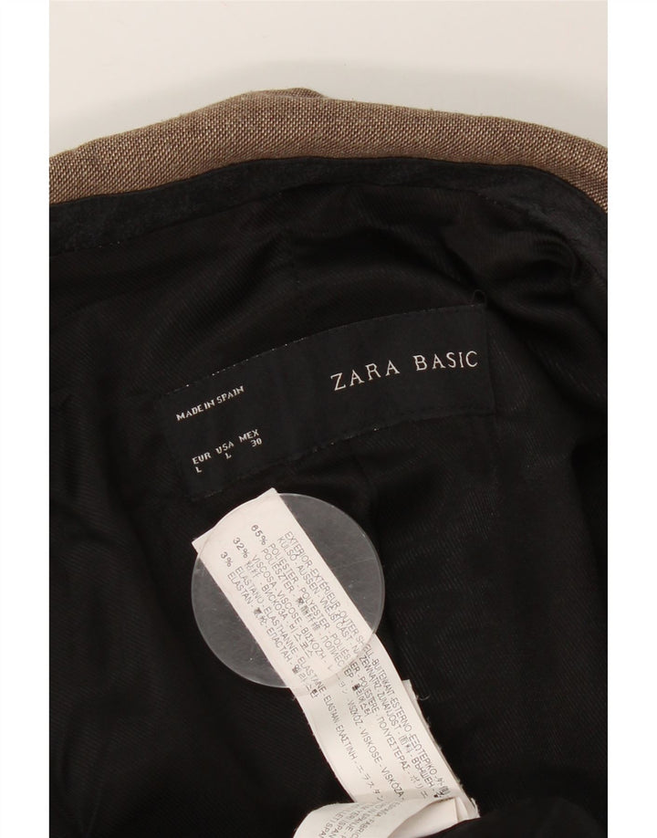 Zara Damen 1-Knopf-Blazer-Jacke, UK 14, großes braunes Polyester