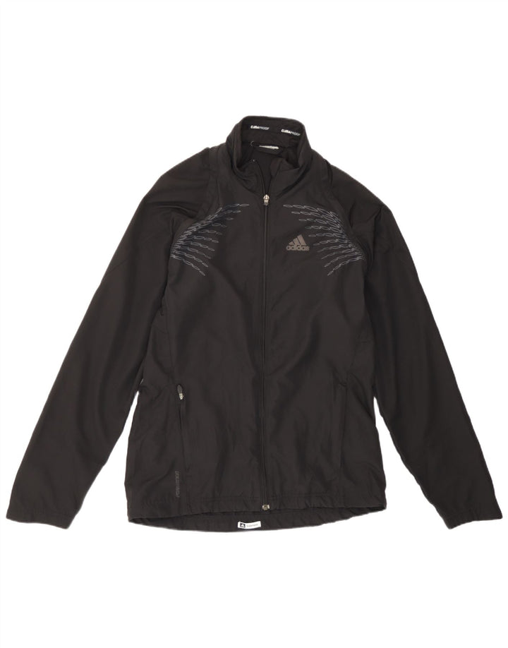 Adidas Damen Clima Proof Trainingsanzug Top Jacke UK 14 Large Schwarz Geometrisch