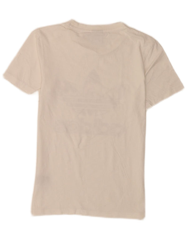 Adidas Damen Grafik T-Shirt Top UK 6 XS Weiße Baumwolle