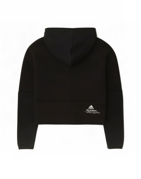Adidas Jungen-Kapuzenpullover mit Reißverschluss, 11–12 Jahre, schwarze Baumwolle