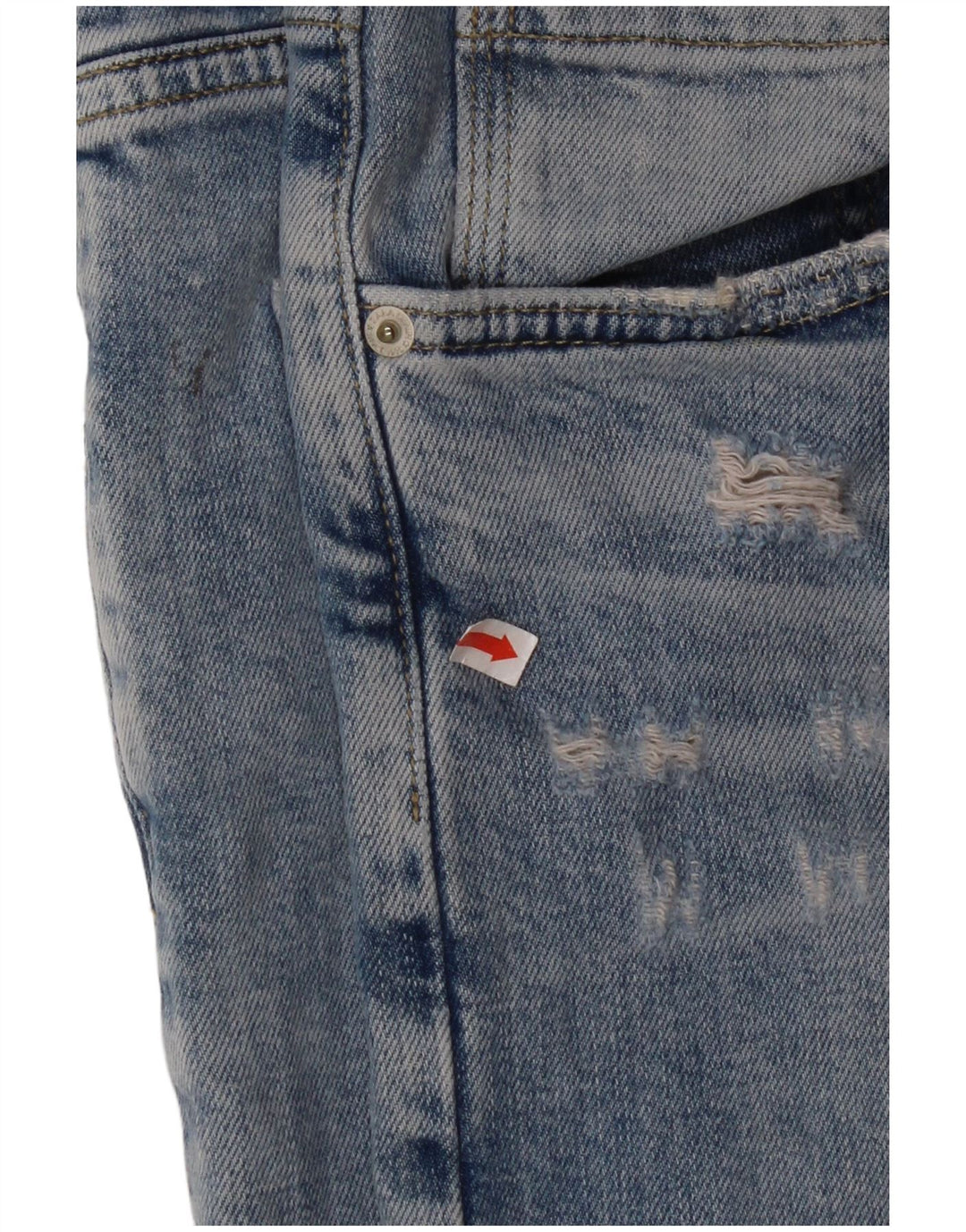 ZARA Mens Distressed Skinny Jeans EU 46 XL W36 L30 Blue Cotton