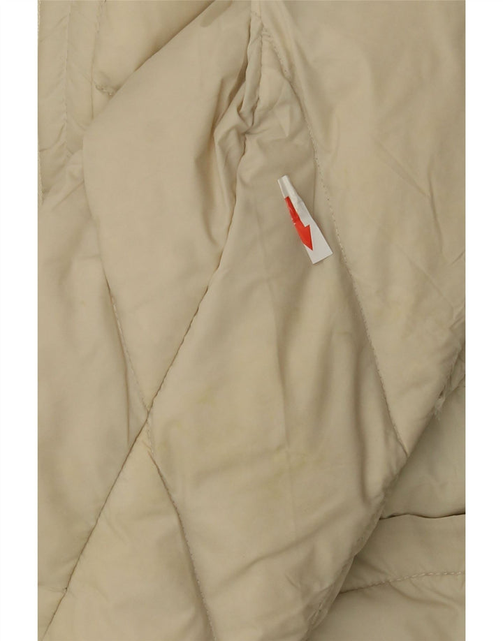 Karen Millen Wattierte Damenjacke mit Kapuze, UK 12, Medium, gebrochenes Weiß, Polyamid