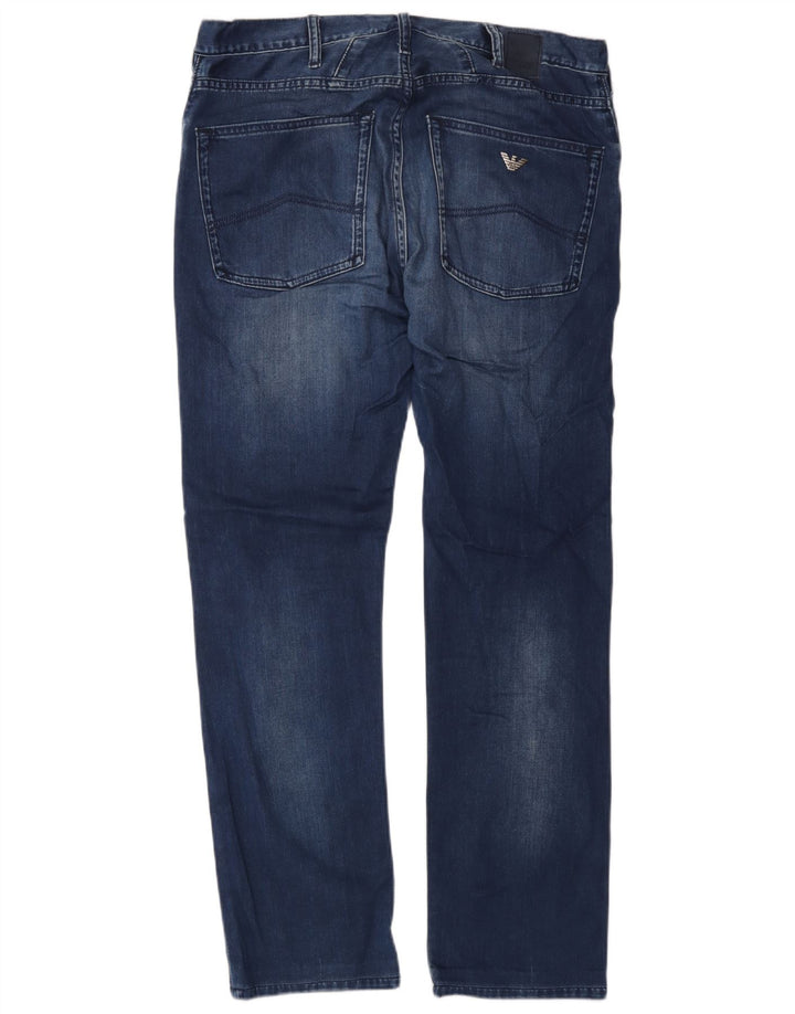 Armani Herren Straight Jeans W31 L30 Blaue Baumwolle