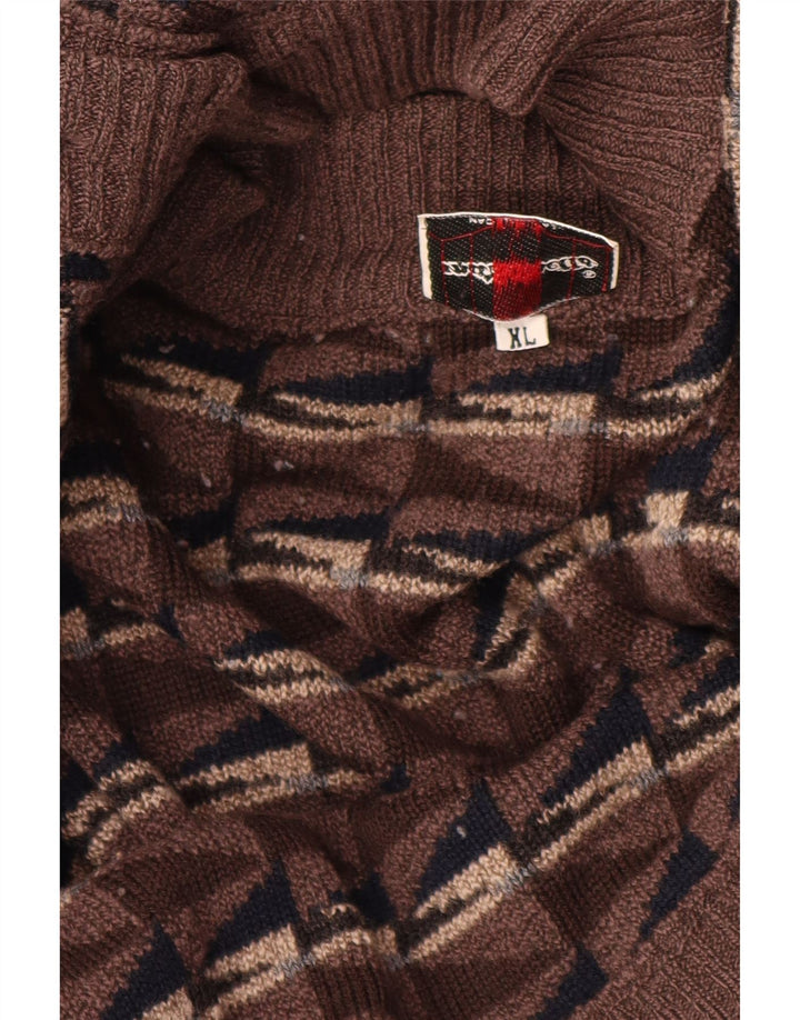 Mazzonetto Herren Strickjacke XL Braun Geometrisch