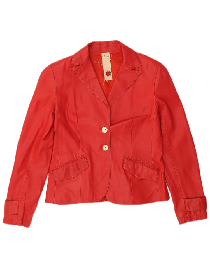 Compagnia Damen 2-Knopf-Lederblazer IT 44 Mittelrotes Leder