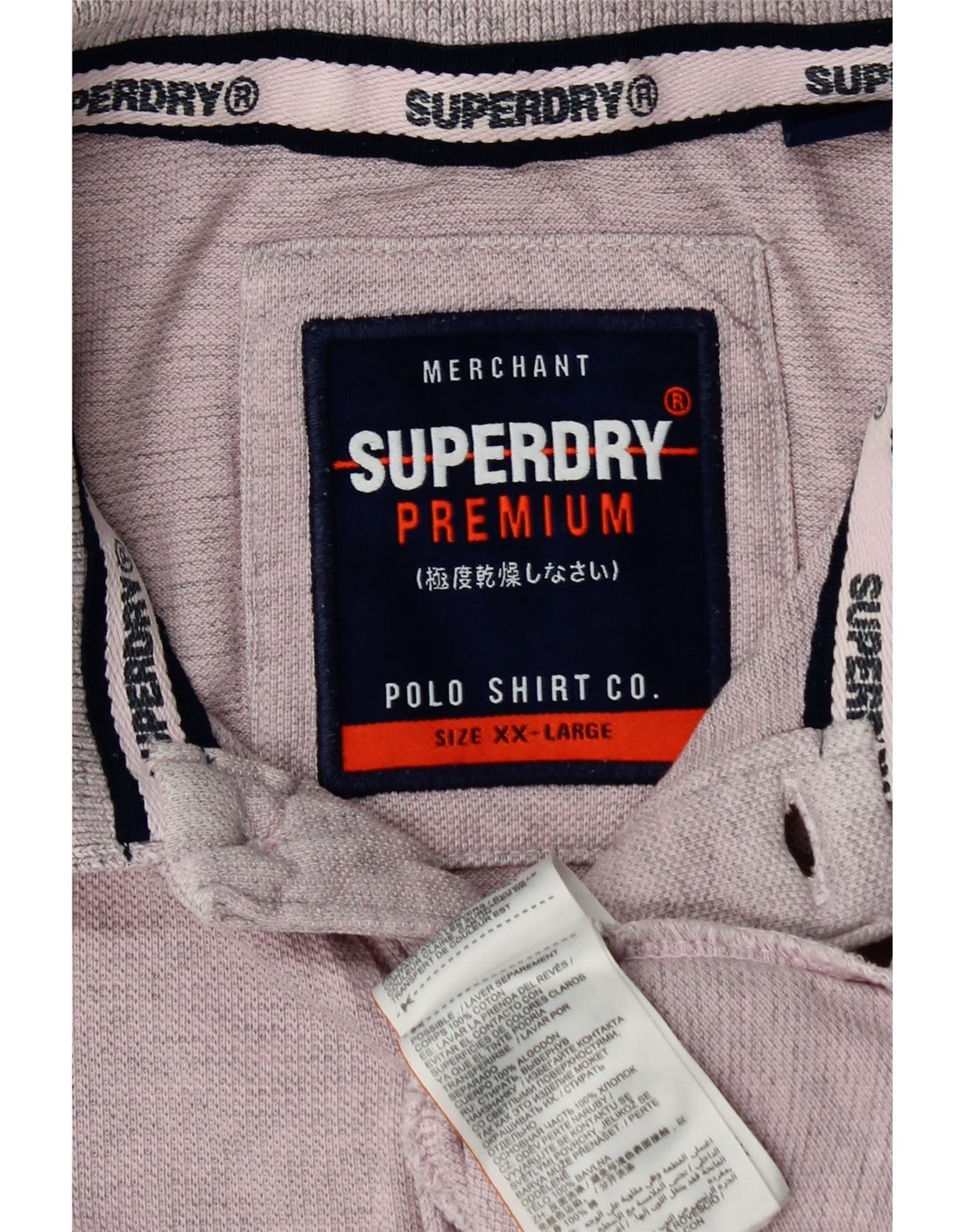 SUPERDRY Herren Poloshirt 2XL Lila Baumwolle