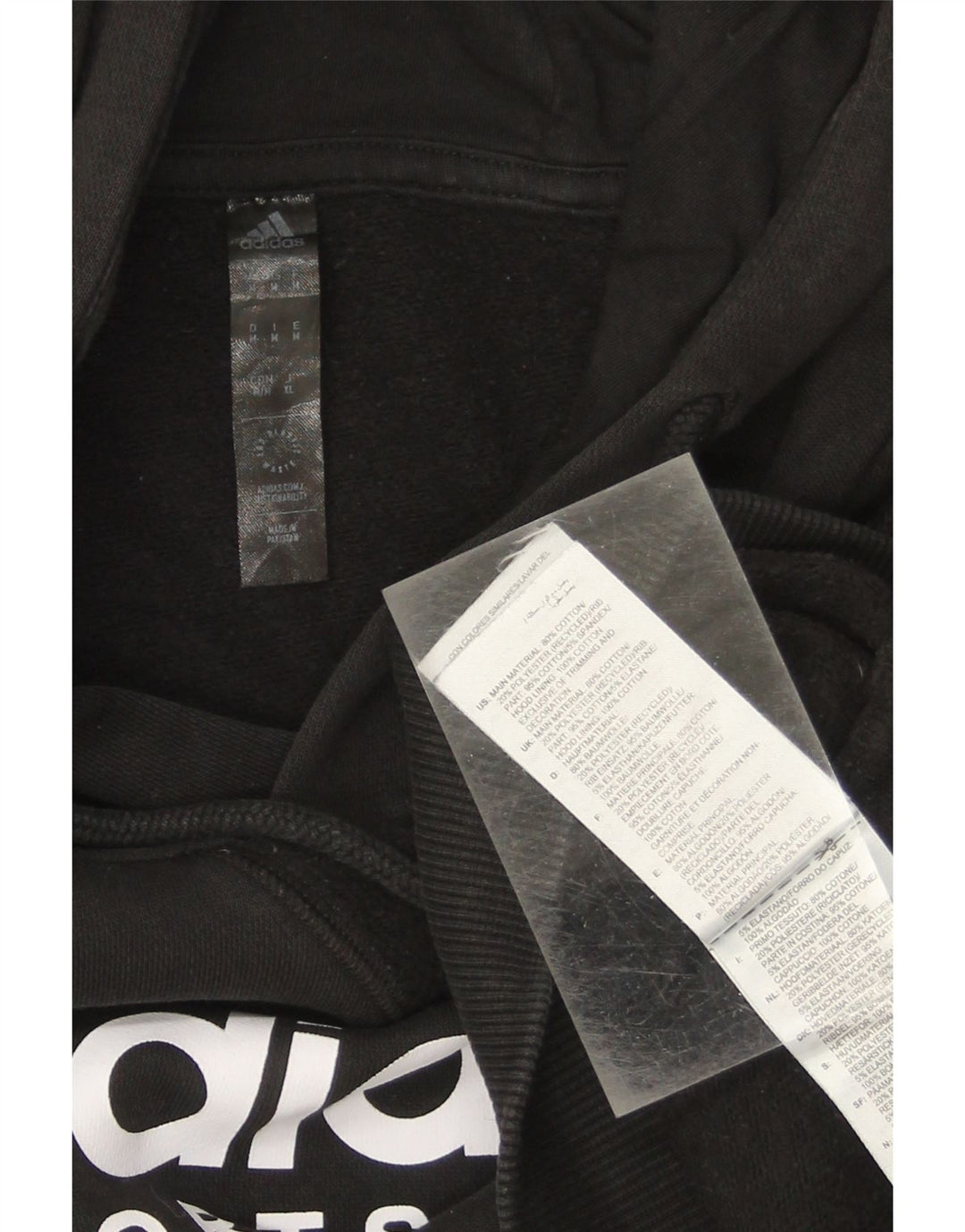 ADIDAS Mens Graphic Hoodie Jumper Medium Black Cotton