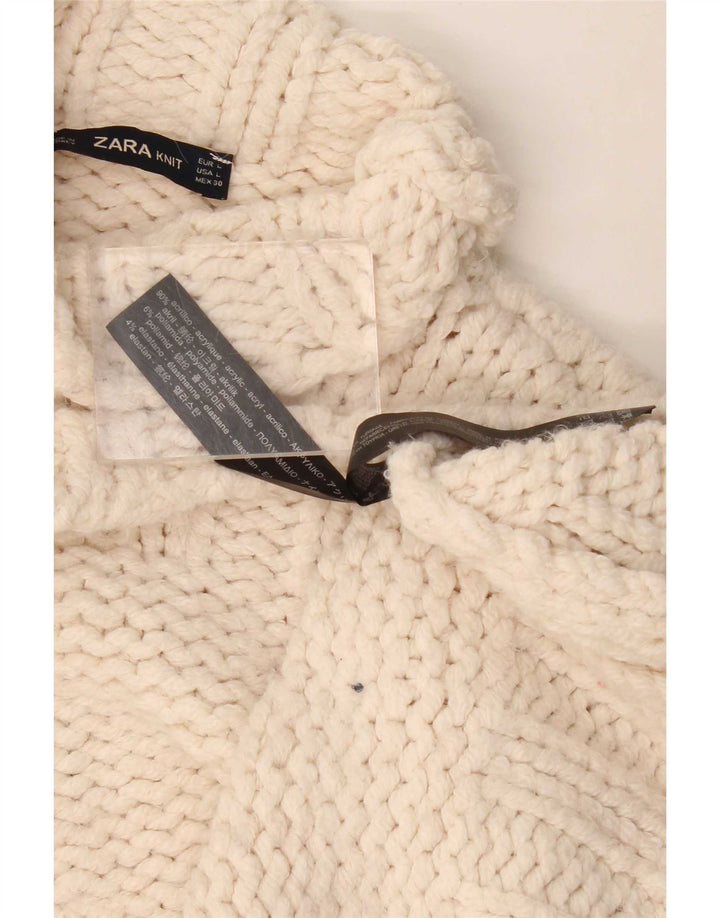 Zara Damen-Pullover mit Rollkragen, übergroß, Größe 40, Weiß, Acryl