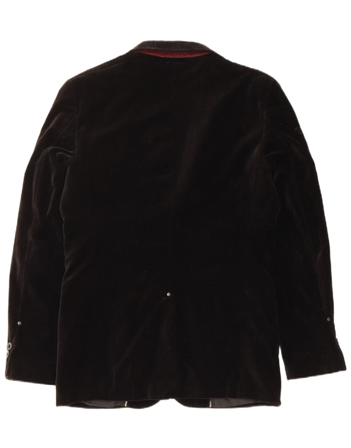 JACK & JONES Herren-Blazer aus 2-Knopf-Samt, Gr. 36, Größe S, Schwarz, Baumwolle