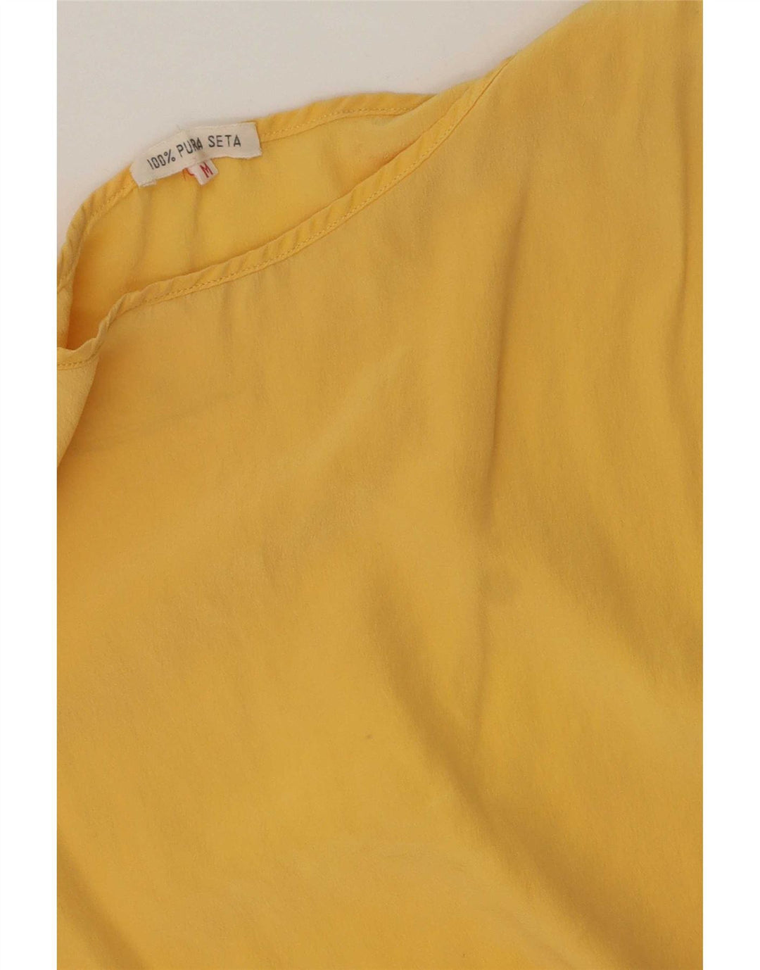 Vintage Damen Ärmelloses Blusentop UK 14 Mittelgelbe Seide