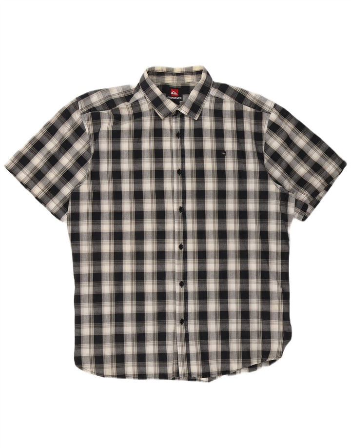 Quiksilver Herren Kurzarm-Hemd mit regulärer Passform, XL, grau kariert, Baumwolle