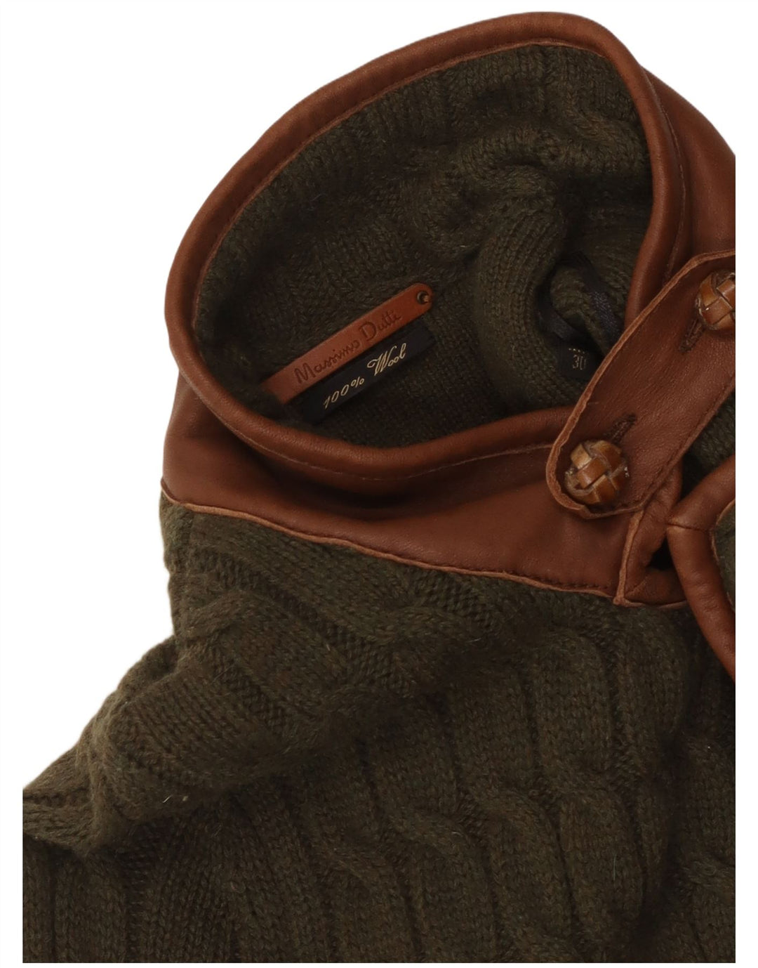 Massimo Dutti Damen-Cardigan-Pullover UK 8 Small Khaki Colourblock Wolle