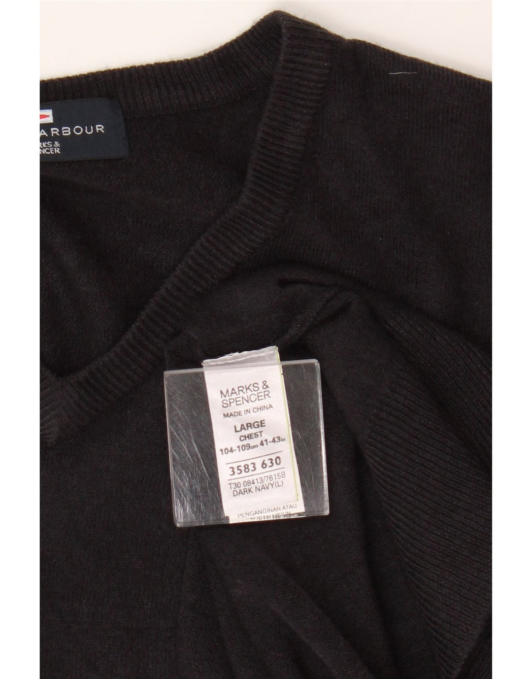 Marks & Spencer Herren Blue Harbour Pullover mit V-Ausschnitt, Größe L, Marineblau