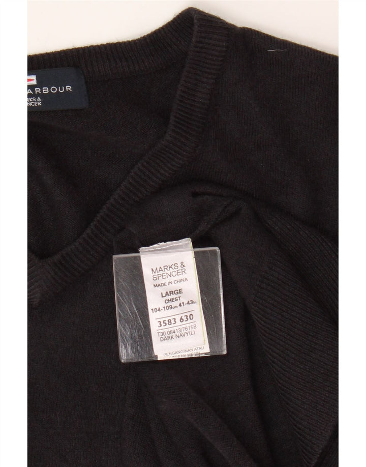 Marks & Spencer Herren Blue Harbour Pullover mit V-Ausschnitt, Größe L, Marineblau