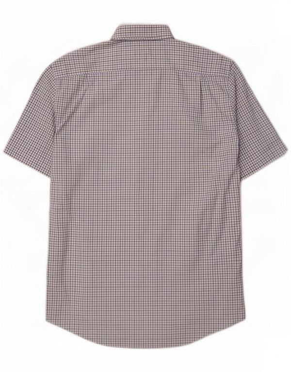 Lacoste Herren Kurzarmhemd mit normaler Passform, Größe 43, großes blaues Gingham