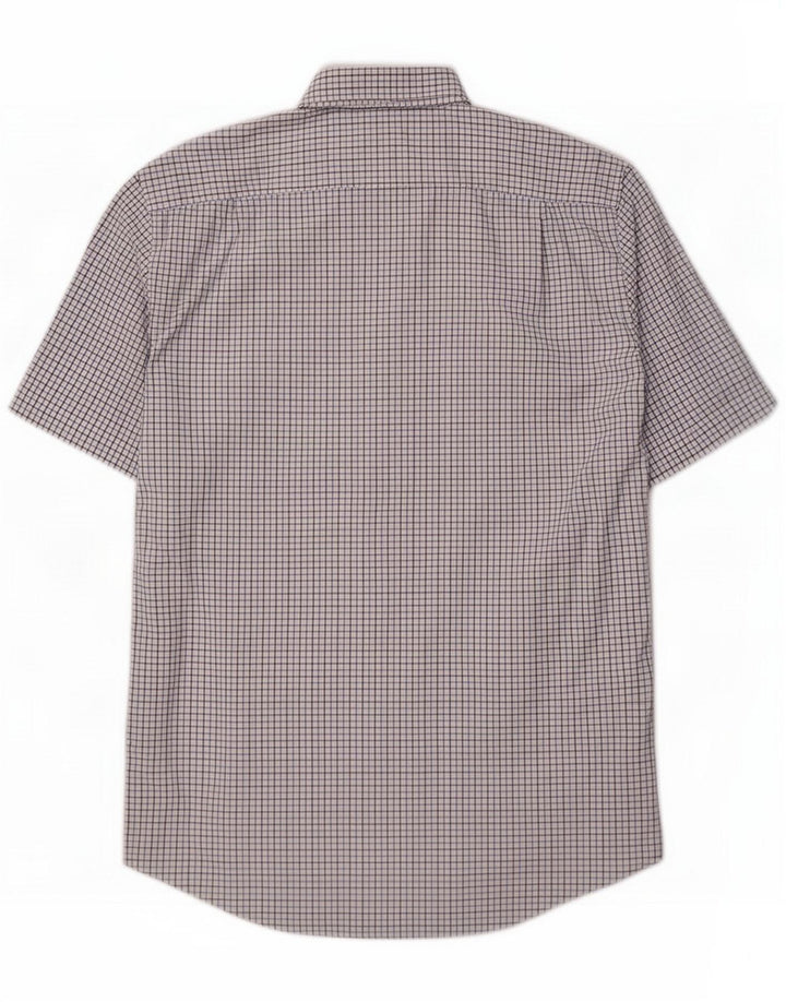 Lacoste Herren Kurzarmhemd mit normaler Passform, Größe 43, großes blaues Gingham