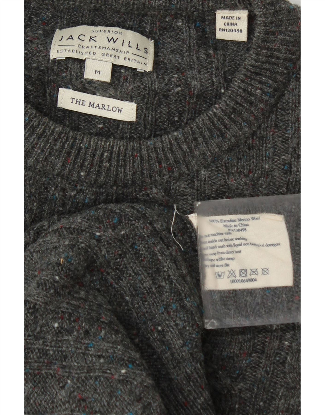 Jack Wills Herren The Marlow Pullover mit Rundhalsausschnitt Mittelgrau meliert