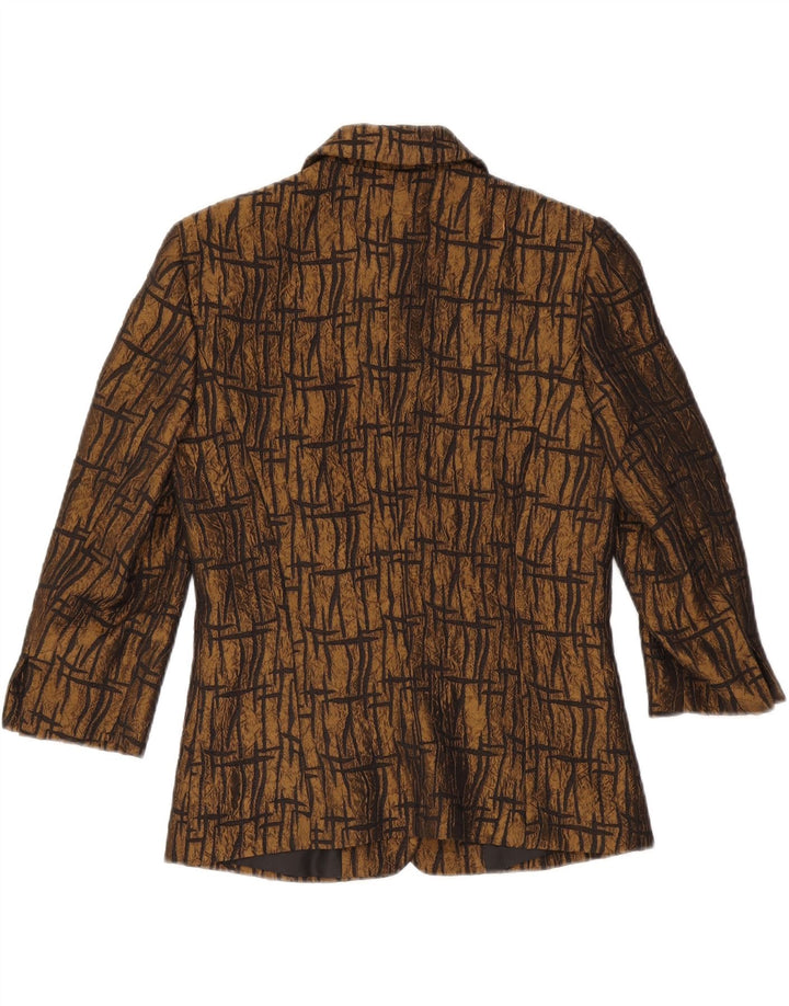 VINTAGE Damen Blazerjacke mit 3/4-Ärmeln, Gr. 10, klein, braun, geometrisch
