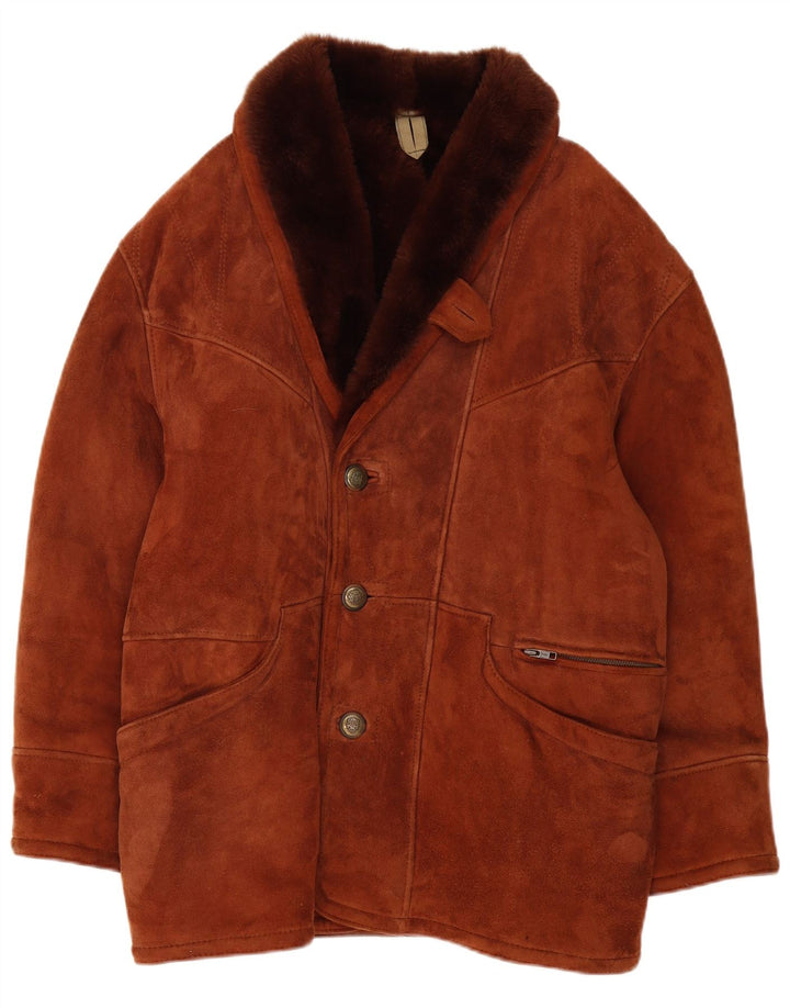 Vintage Herren Shearling Jacke UK 40 Großes braunes Shearling